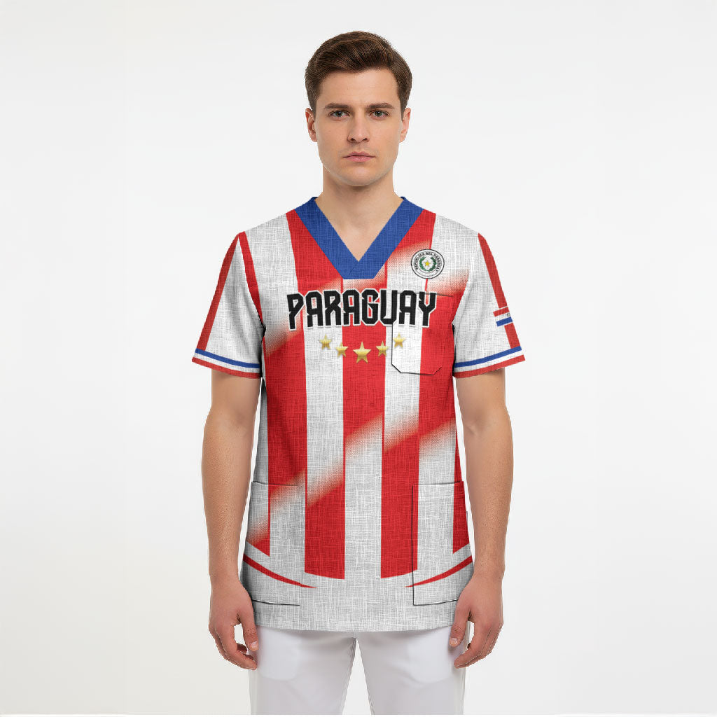 Custom Paraguay 2026 World Football Scrub Top La Albirroja Go Champion