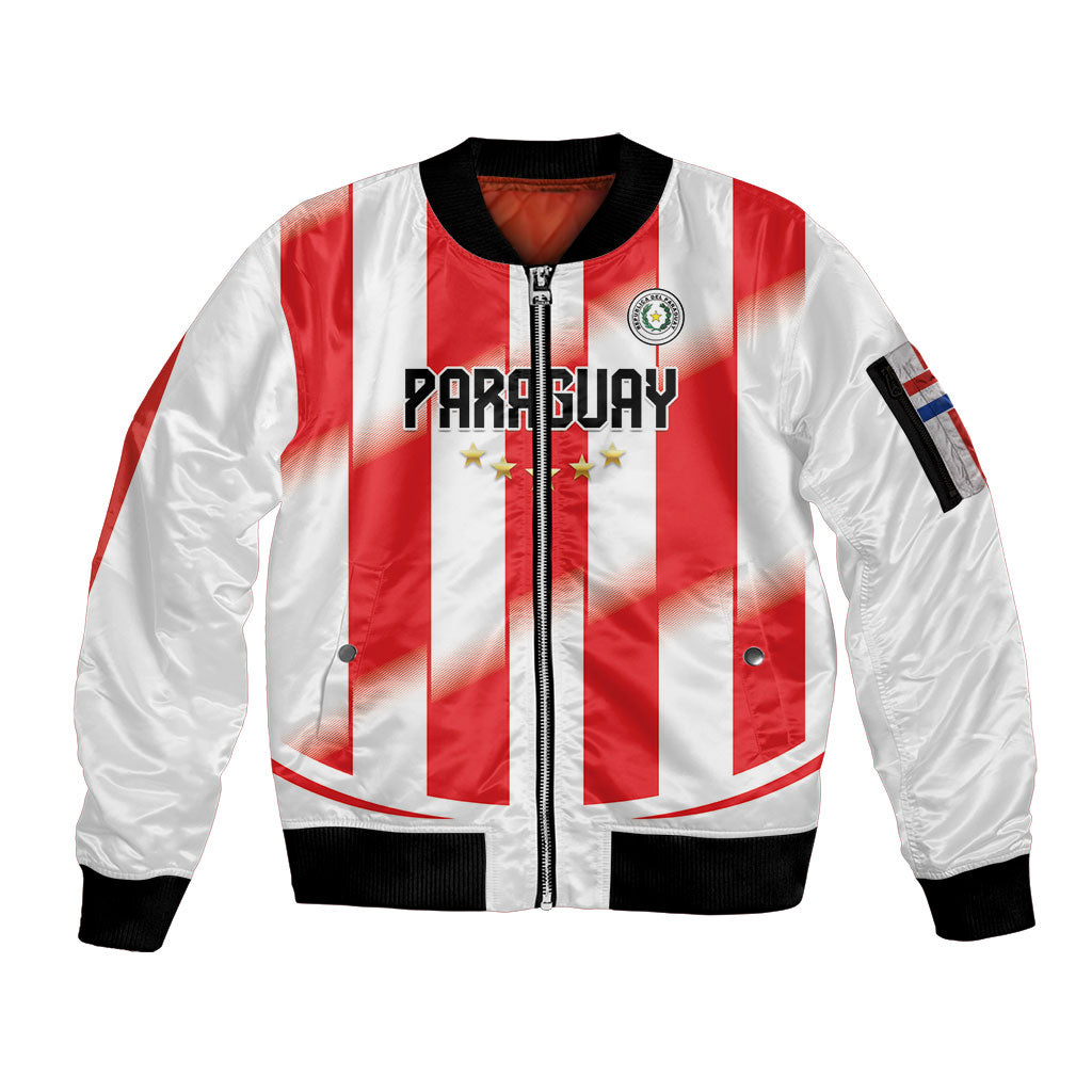 Custom Paraguay 2026 World Football Sleeve Zip Bomber Jacket La Albirroja Go Champion
