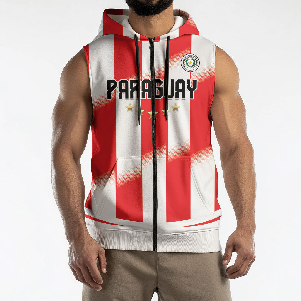 Custom Paraguay 2026 World Football Sleeveless Zip Hoodie La Albirroja Go Champion