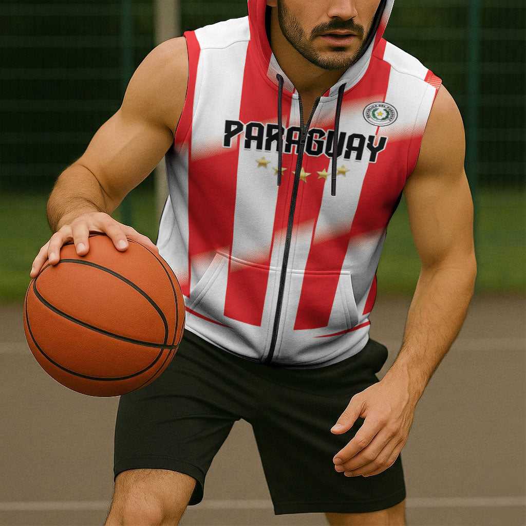 Custom Paraguay 2026 World Football Sleeveless Zip Hoodie La Albirroja Go Champion