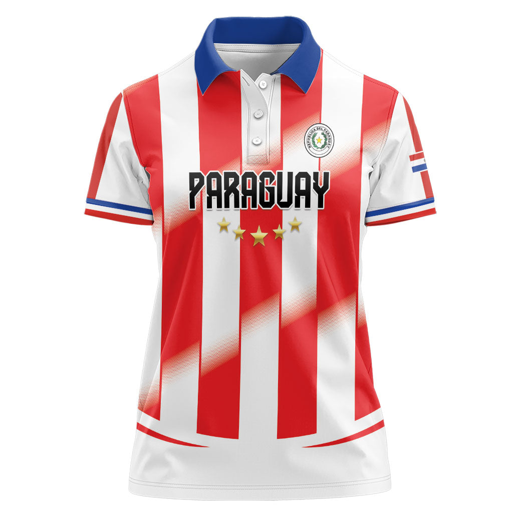Custom Paraguay 2026 World Football Women Polo Shirt La Albirroja Go Champion