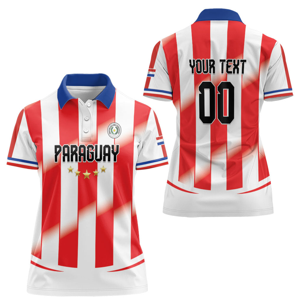 Custom Paraguay 2026 World Football Women Polo Shirt La Albirroja Go Champion