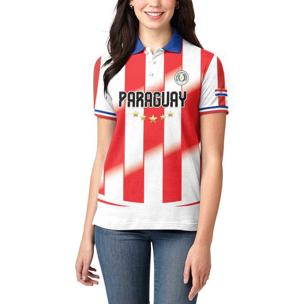 Custom Paraguay 2026 World Football Women Polo Shirt La Albirroja Go Champion