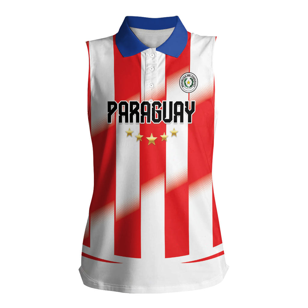 Custom Paraguay 2026 World Football Women Sleeveless Polo Shirt La Albirroja Go Champion