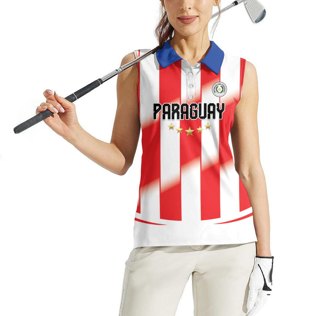 Custom Paraguay 2026 World Football Women Sleeveless Polo Shirt La Albirroja Go Champion