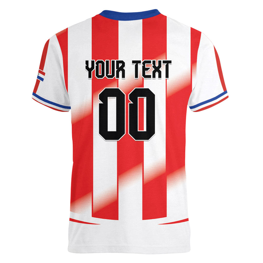 Custom Paraguay 2026 World Football Women V-Neck T-Shirt La Albirroja Go Champion