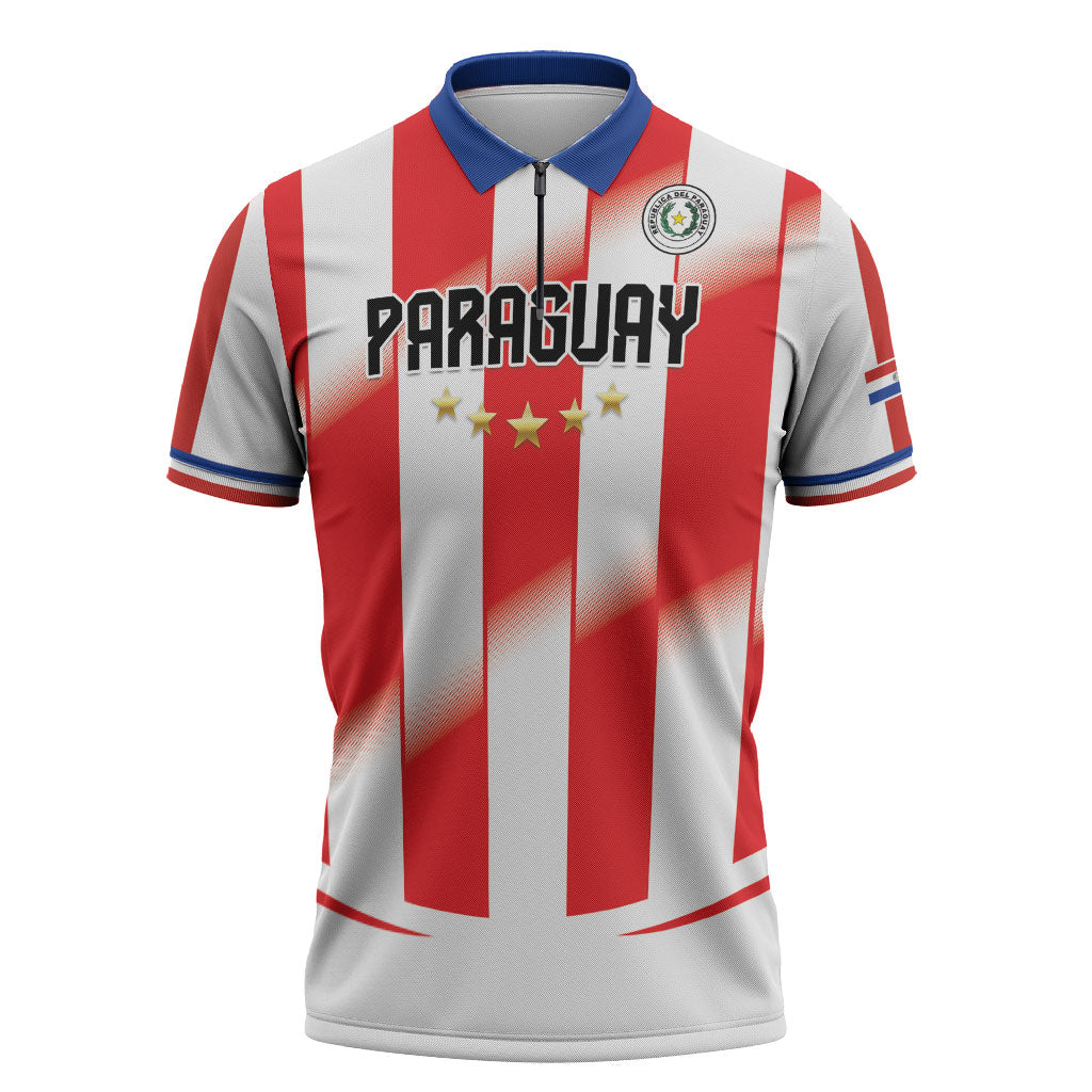 Custom Paraguay 2026 World Football Zipper Polo Shirt La Albirroja Go Champion