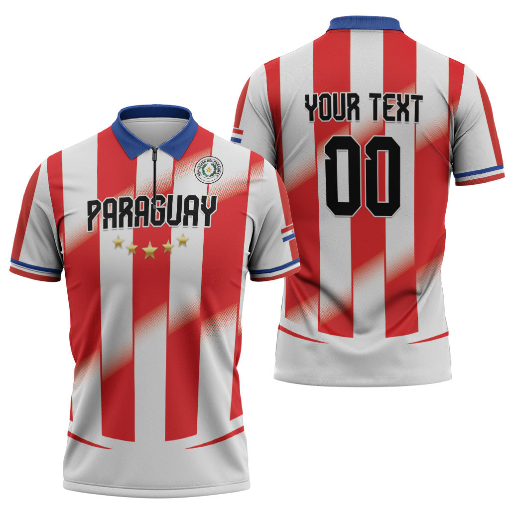Custom Paraguay 2026 World Football Zipper Polo Shirt La Albirroja Go Champion
