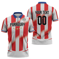 Custom Paraguay 2026 World Football Zipper Polo Shirt La Albirroja Go Champion