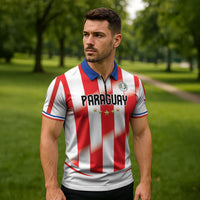 Custom Paraguay 2026 World Football Zipper Polo Shirt La Albirroja Go Champion