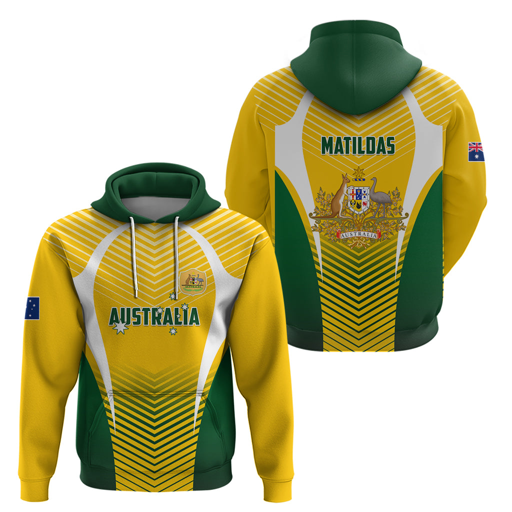 Australia Soccer Hoodie Matildas Sporty Yellow Version - Wonder Print Shop