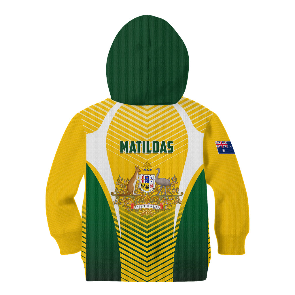 Australia Soccer Kid Hoodie Matildas Sporty Yellow Version - Wonder Print Shop