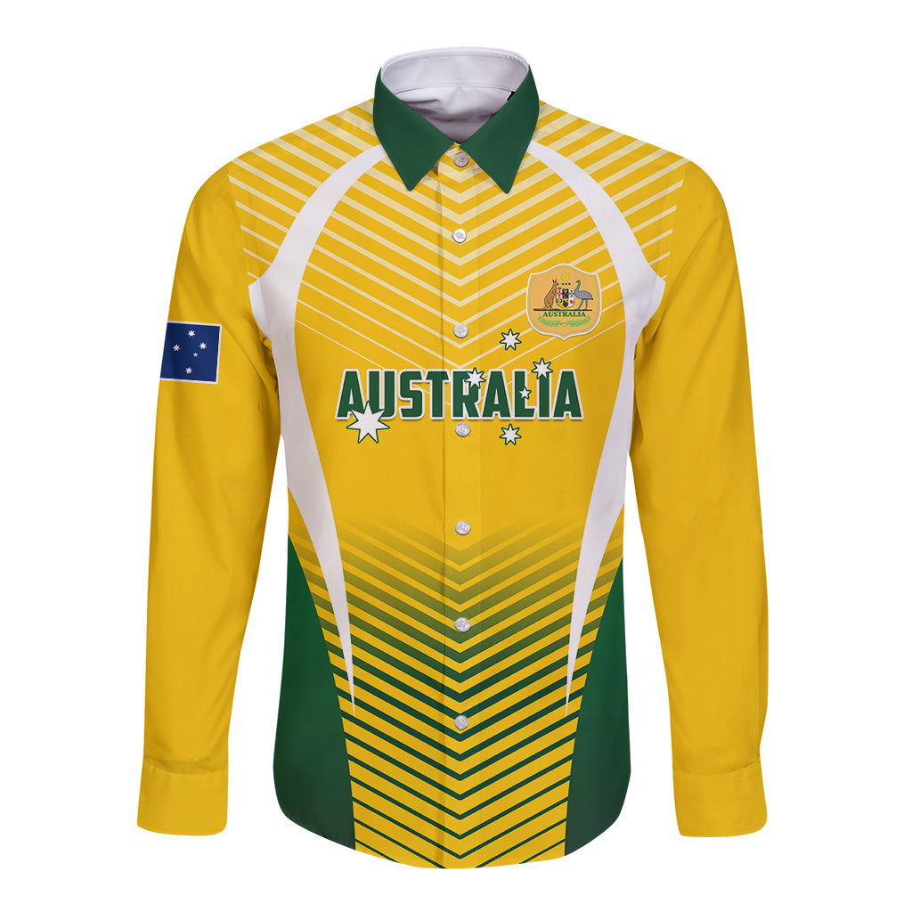 Australia Soccer Long Sleeve Button Shirt Matildas Sporty Yellow Version - Wonder Print Shop
