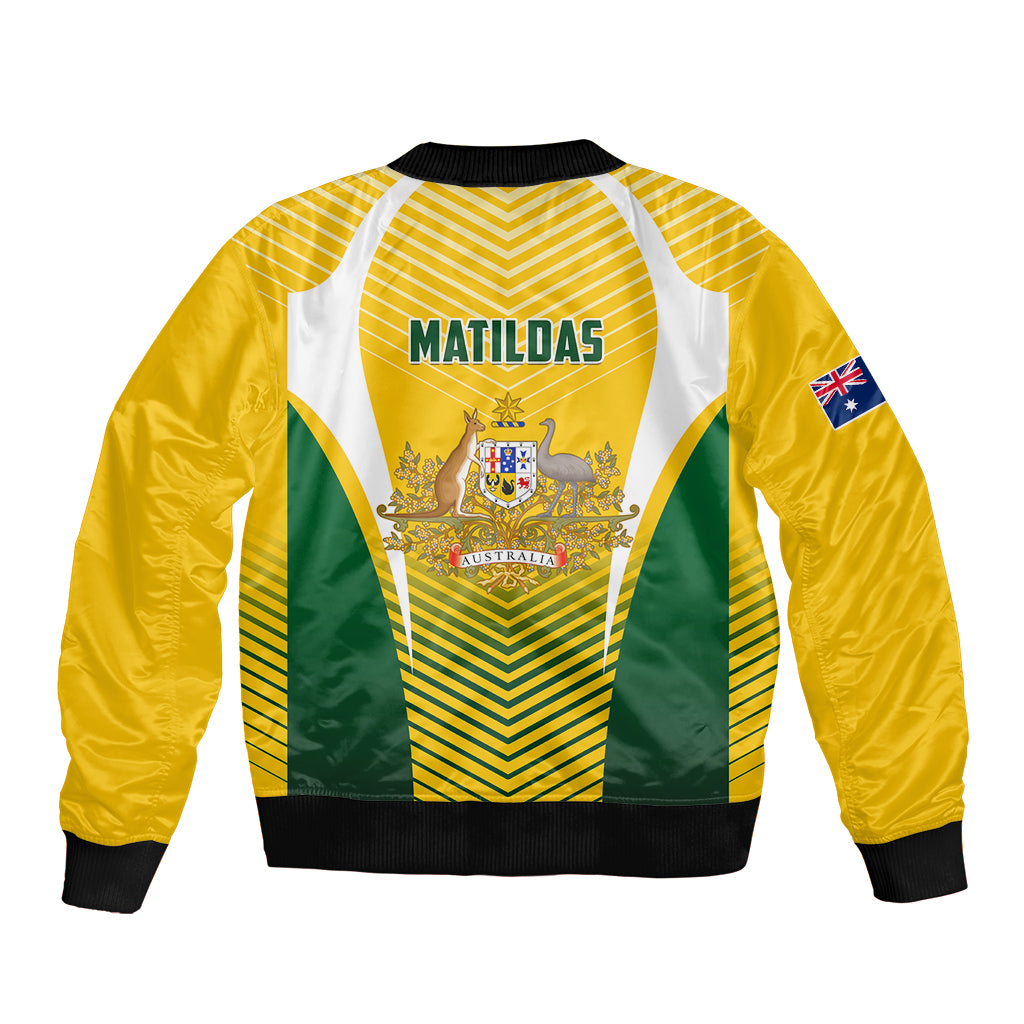 Australia Soccer Sleeve Zip Bomber Jacket Matildas Sporty Yellow Version - Wonder Print Shop