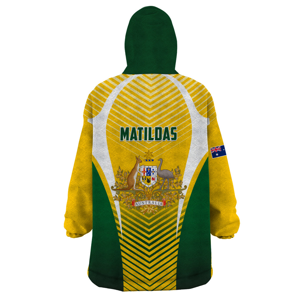 Australia Soccer Wearable Blanket Hoodie Matildas Sporty Yellow Version - Wonder Print Shop