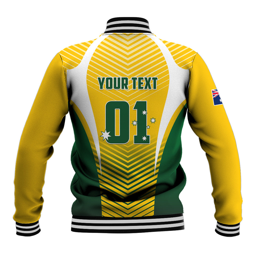 Personalised Australia Soccer Baseball Jacket Matildas Sporty Yellow Version - Wonder Print Shop