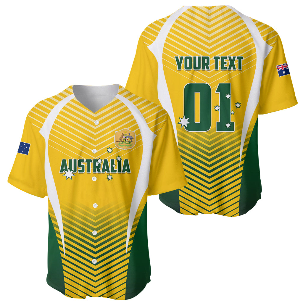 Personalised Australia Soccer Baseball Jersey Matildas Sporty Yellow Version - Wonder Print Shop