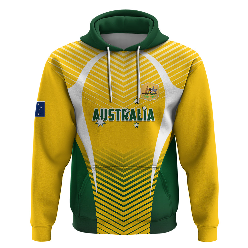 Personalised Australia Soccer Hoodie Matildas Sporty Yellow Version - Wonder Print Shop