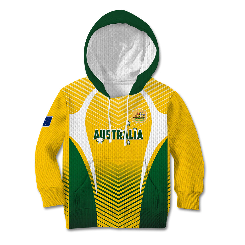 Personalised Australia Soccer Kid Hoodie Matildas Sporty Yellow Version - Wonder Print Shop