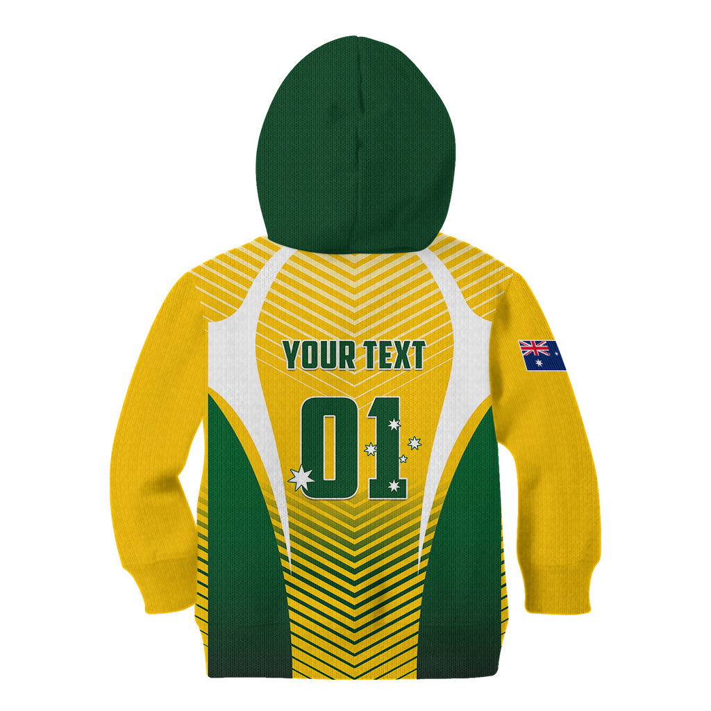 Personalised Australia Soccer Kid Hoodie Matildas Sporty Yellow Version - Wonder Print Shop