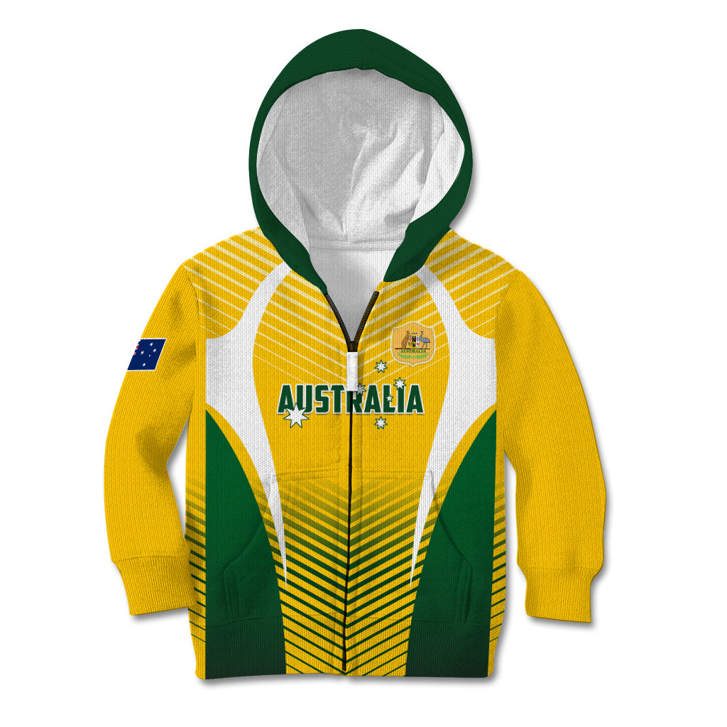 Personalised Australia Soccer Kid Hoodie Matildas Sporty Yellow Version - Wonder Print Shop