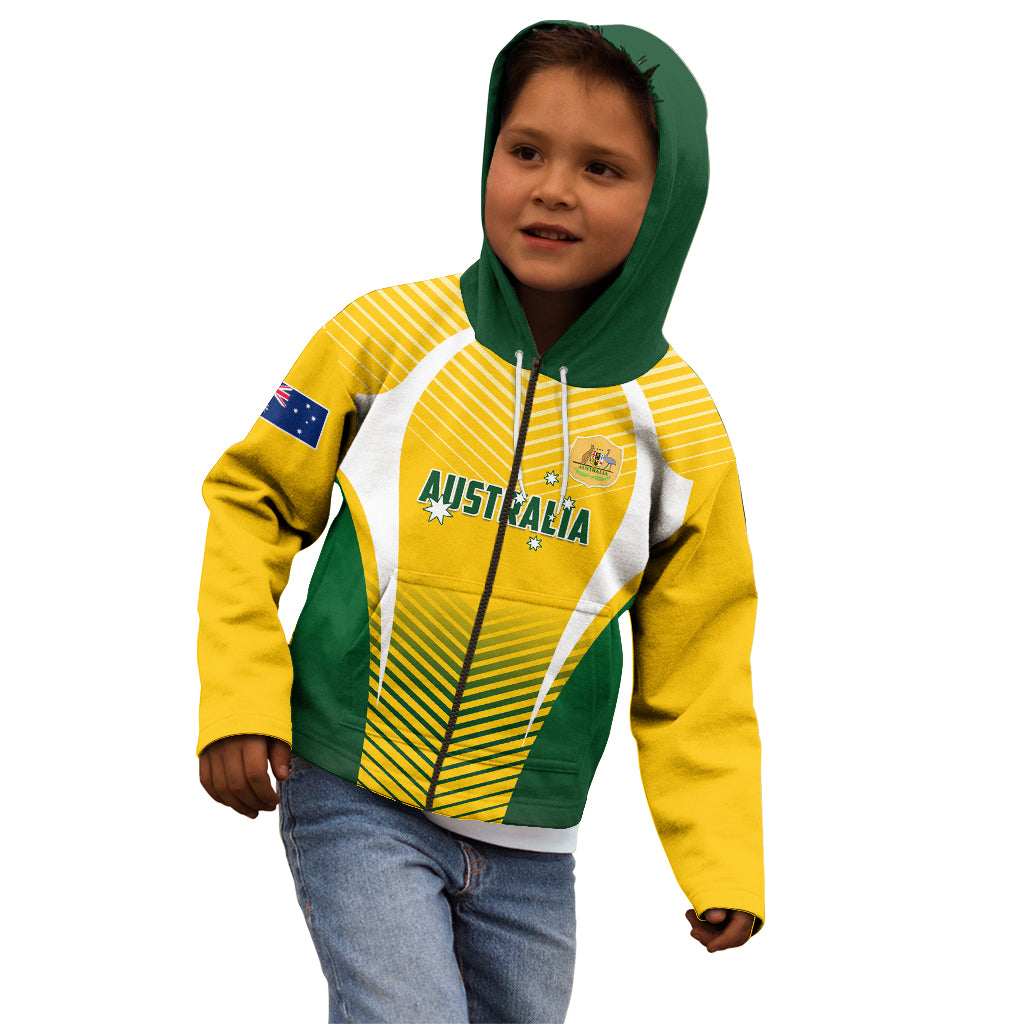 Personalised Australia Soccer Kid Hoodie Matildas Sporty Yellow Version - Wonder Print Shop