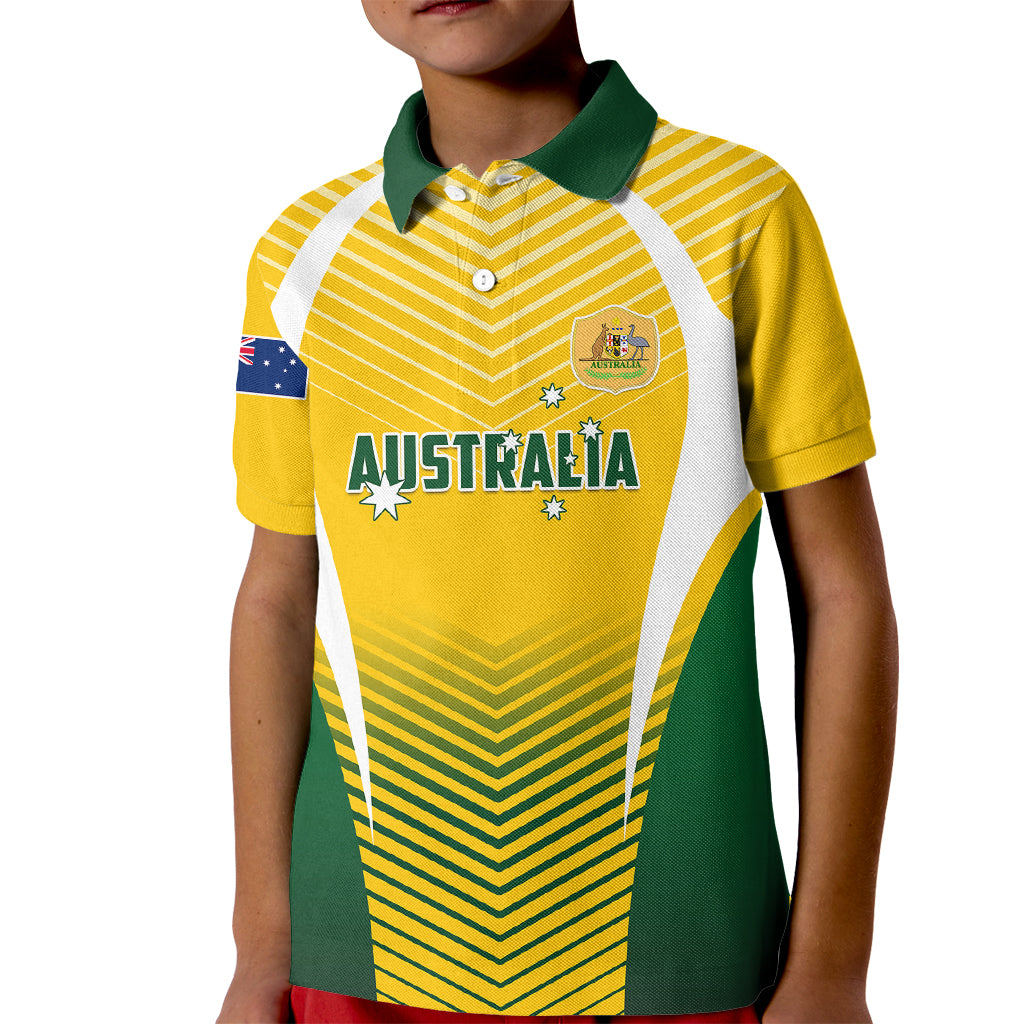 Personalised Australia Soccer Kid Polo Shirt Matildas Sporty Yellow Version - Wonder Print Shop