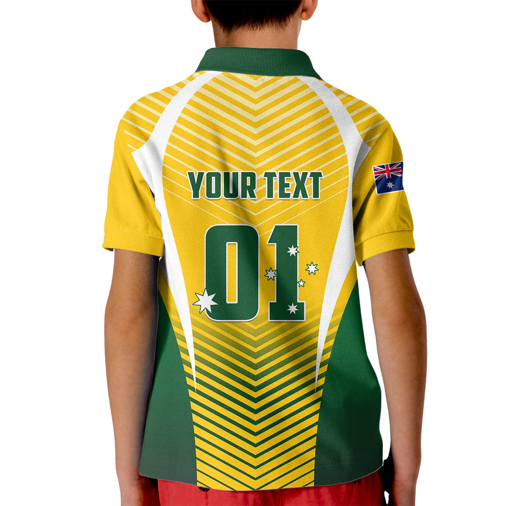 Personalised Australia Soccer Kid Polo Shirt Matildas Sporty Yellow Version - Wonder Print Shop