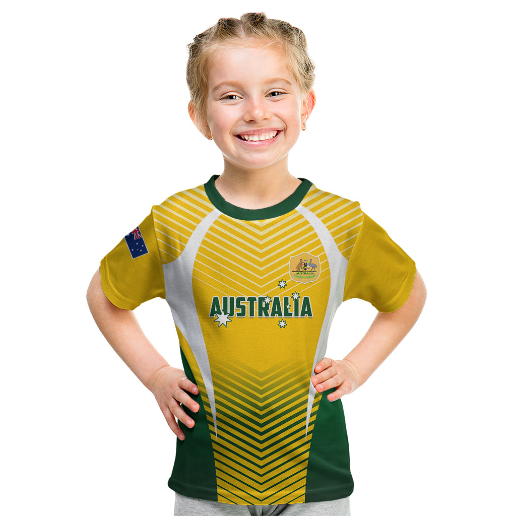 Personalised Australia Soccer Kid T Shirt Matildas Sporty Yellow Version - Wonder Print Shop