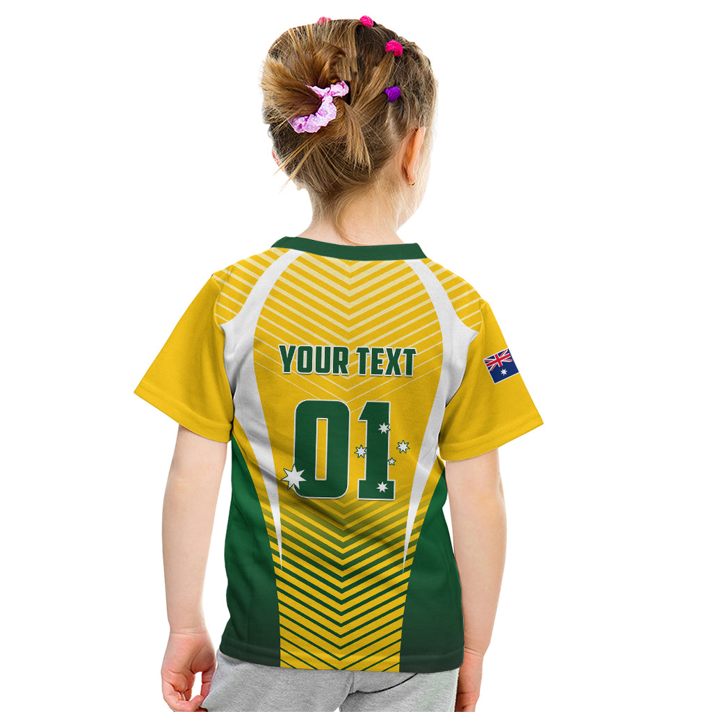 Personalised Australia Soccer Kid T Shirt Matildas Sporty Yellow Version - Wonder Print Shop