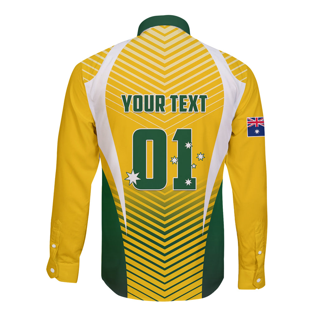 Personalised Australia Soccer Long Sleeve Button Shirt Matildas Sporty Yellow Version - Wonder Print Shop