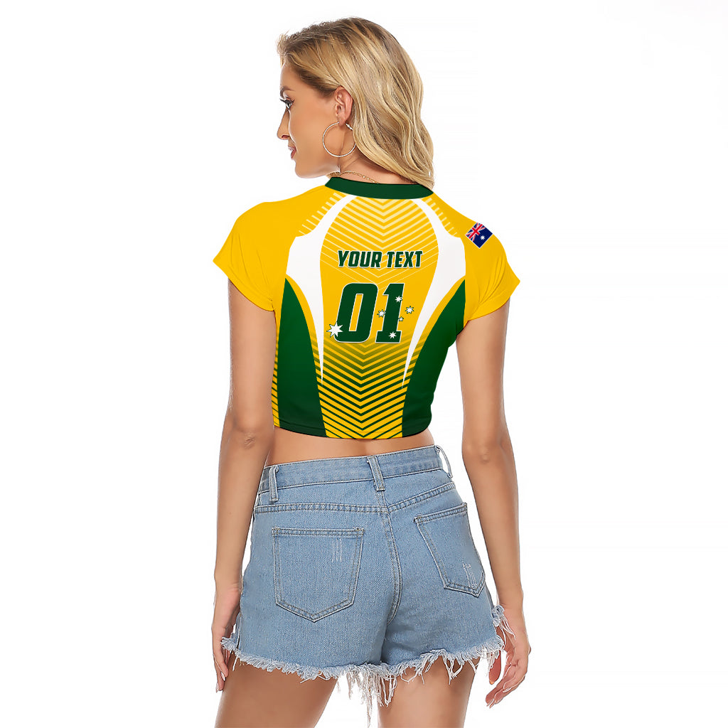 Personalised Australia Soccer Raglan Cropped T Shirt Matildas Sporty Yellow Version - Wonder Print Shop