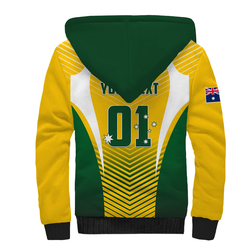 Personalised Australia Soccer Sherpa Hoodie Matildas Sporty Yellow Version - Wonder Print Shop