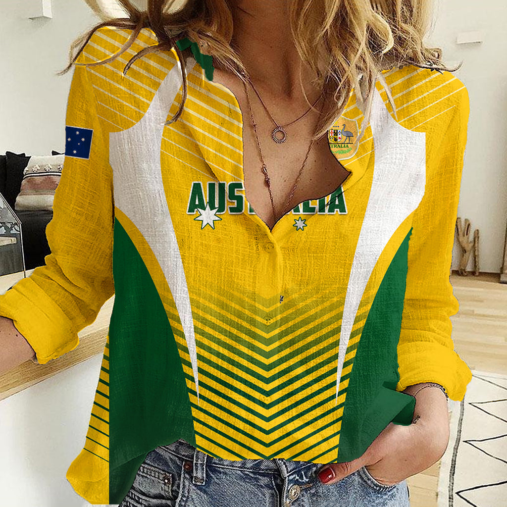 Personalised Australia Soccer Women Casual Shirt Matildas Sporty Yellow Version - Wonder Print Shop
