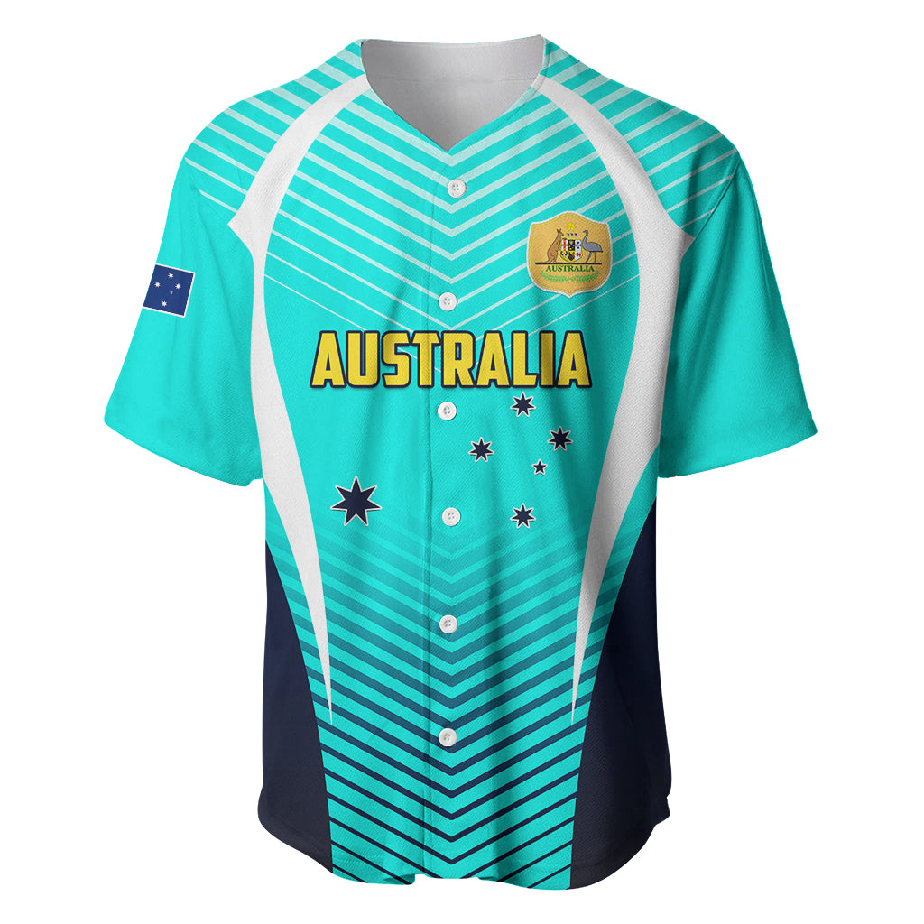 Australia Soccer Baseball Jersey Matildas Sporty Turquoise Version - Wonder Print Shop