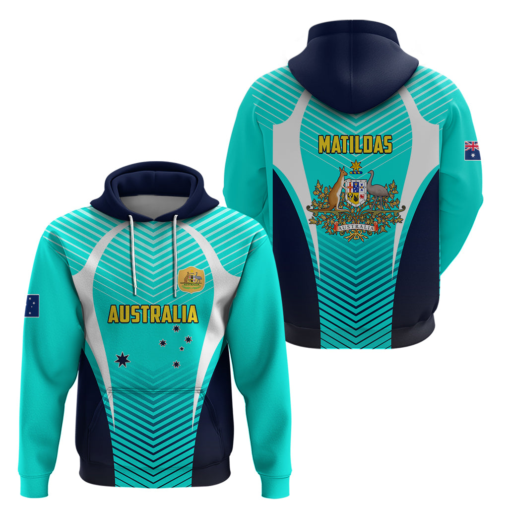 Australia Soccer Hoodie Matildas Sporty Turquoise Version - Wonder Print Shop
