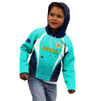 Australia Soccer Kid Hoodie Matildas Sporty Turquoise Version - Wonder Print Shop
