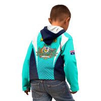 Australia Soccer Kid Hoodie Matildas Sporty Turquoise Version - Wonder Print Shop