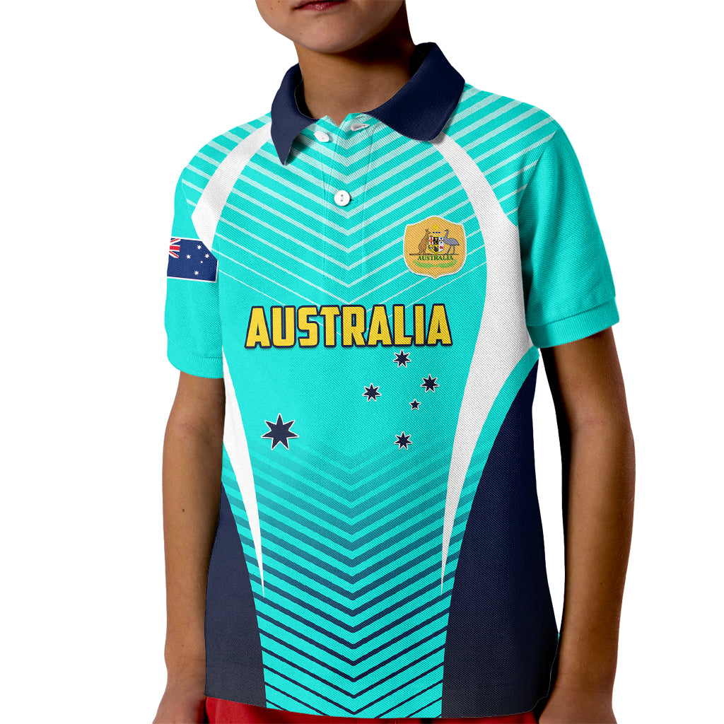 Australia Soccer Kid Polo Shirt Matildas Sporty Turquoise Version - Wonder Print Shop