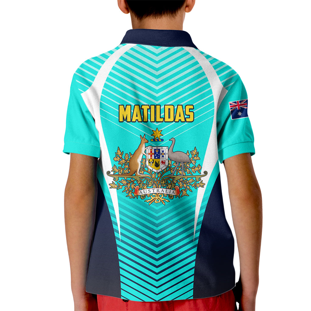 Australia Soccer Kid Polo Shirt Matildas Sporty Turquoise Version - Wonder Print Shop