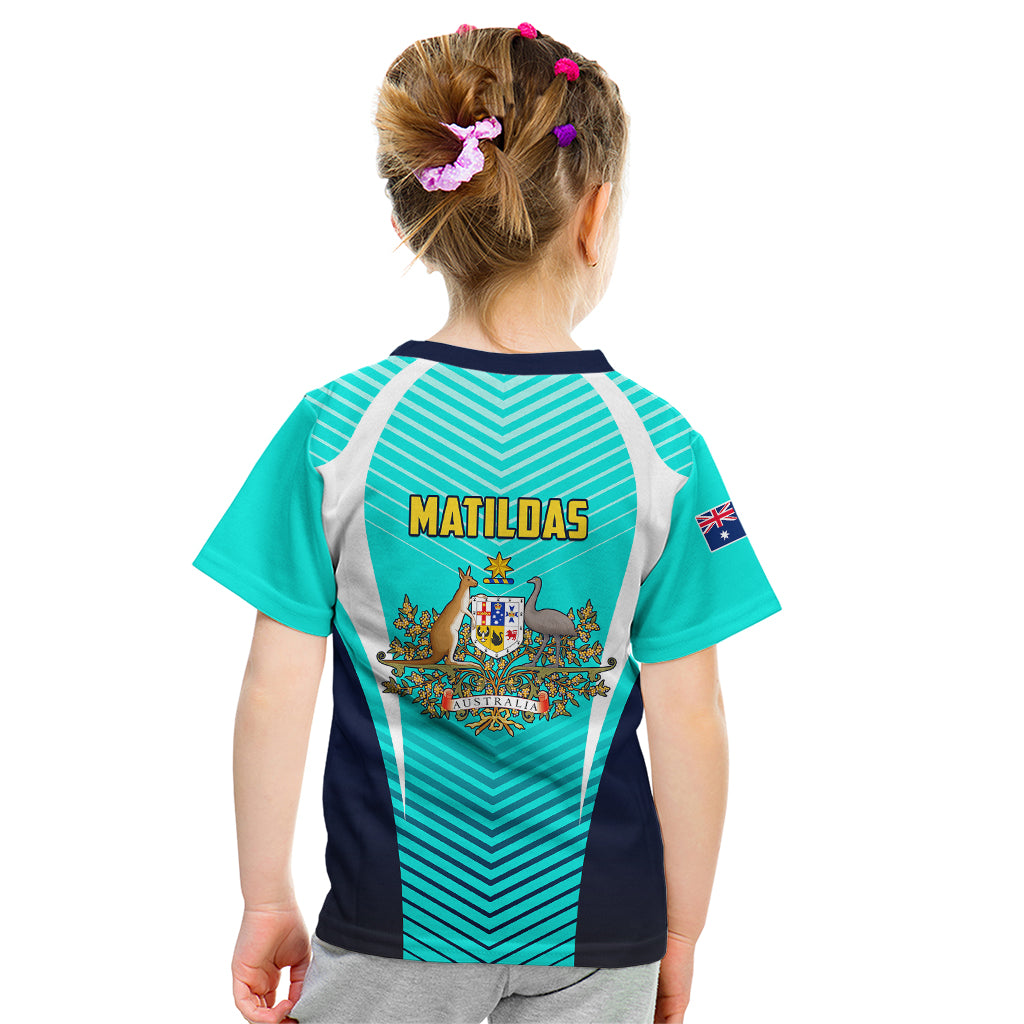 Australia Soccer Kid T Shirt Matildas Sporty Turquoise Version - Wonder Print Shop