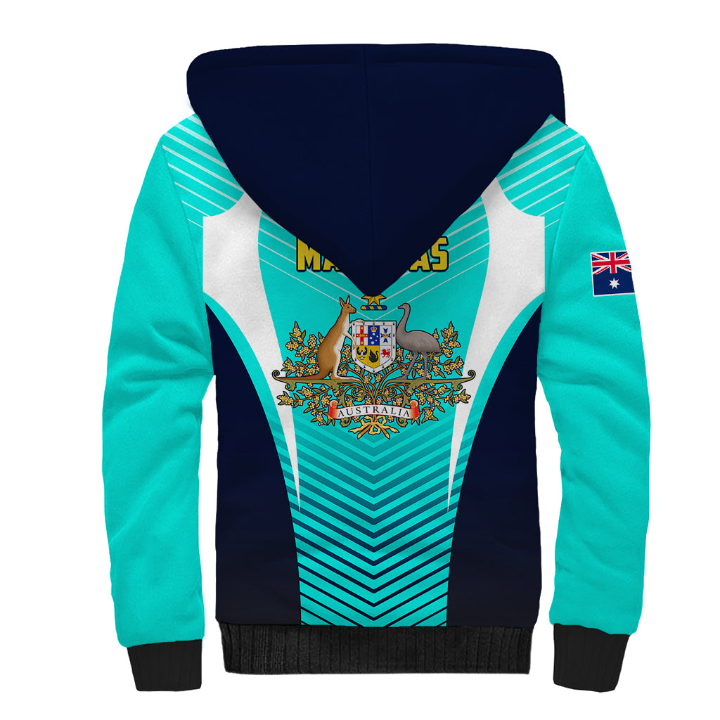 Australia Soccer Sherpa Hoodie Matildas Sporty Turquoise Version - Wonder Print Shop