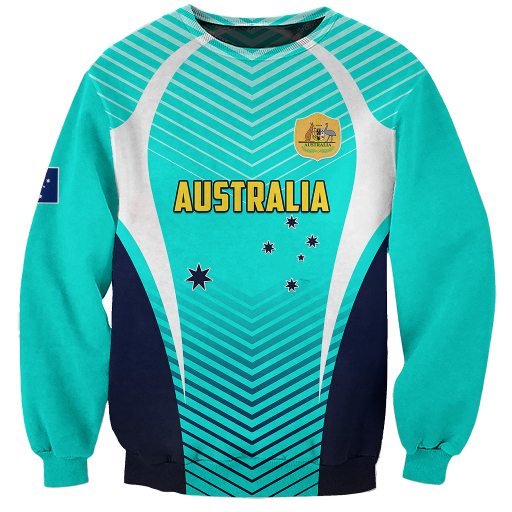 Australia Soccer Sweatshirt Matildas Sporty Turquoise Version - Wonder Print Shop