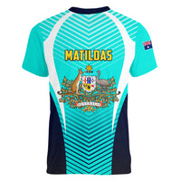 Australia Soccer Women V Neck T Shirt Matildas Sporty Turquoise Version - Wonder Print Shop