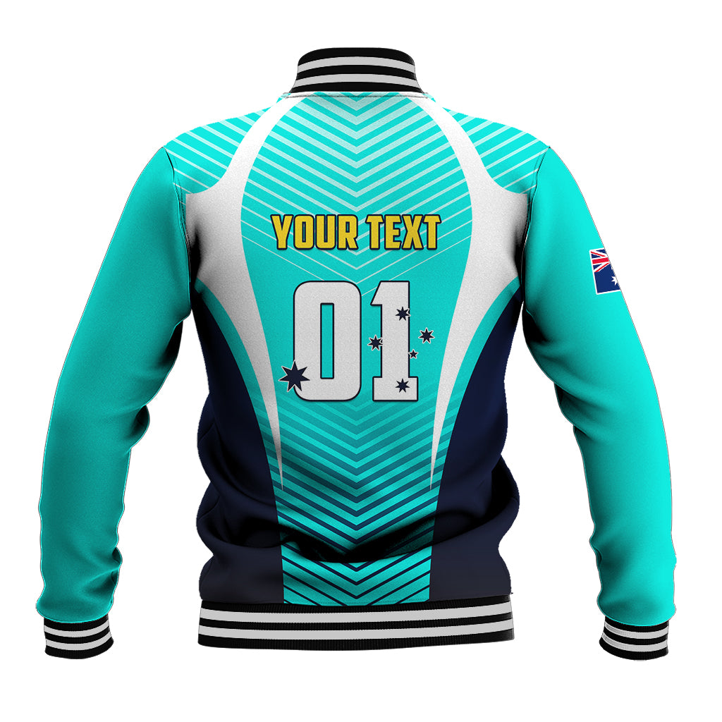 Personalised Australia Soccer Baseball Jacket Matildas Sporty Turquoise Version - Wonder Print Shop