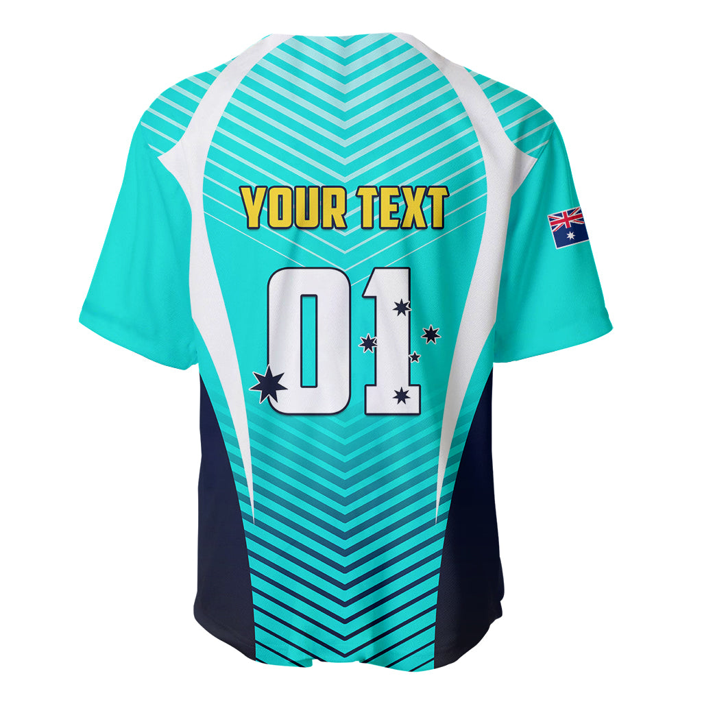 Personalised Australia Soccer Baseball Jersey Matildas Sporty Turquoise Version - Wonder Print Shop