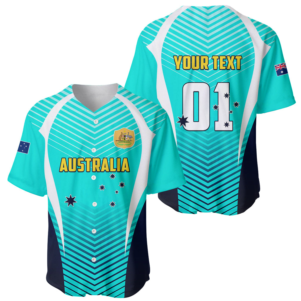 Personalised Australia Soccer Baseball Jersey Matildas Sporty Turquoise Version - Wonder Print Shop