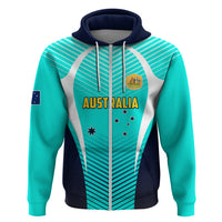 Personalised Australia Soccer Hoodie Matildas Sporty Turquoise Version - Wonder Print Shop