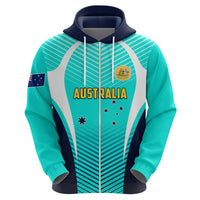 Personalised Australia Soccer Hoodie Matildas Sporty Turquoise Version - Wonder Print Shop