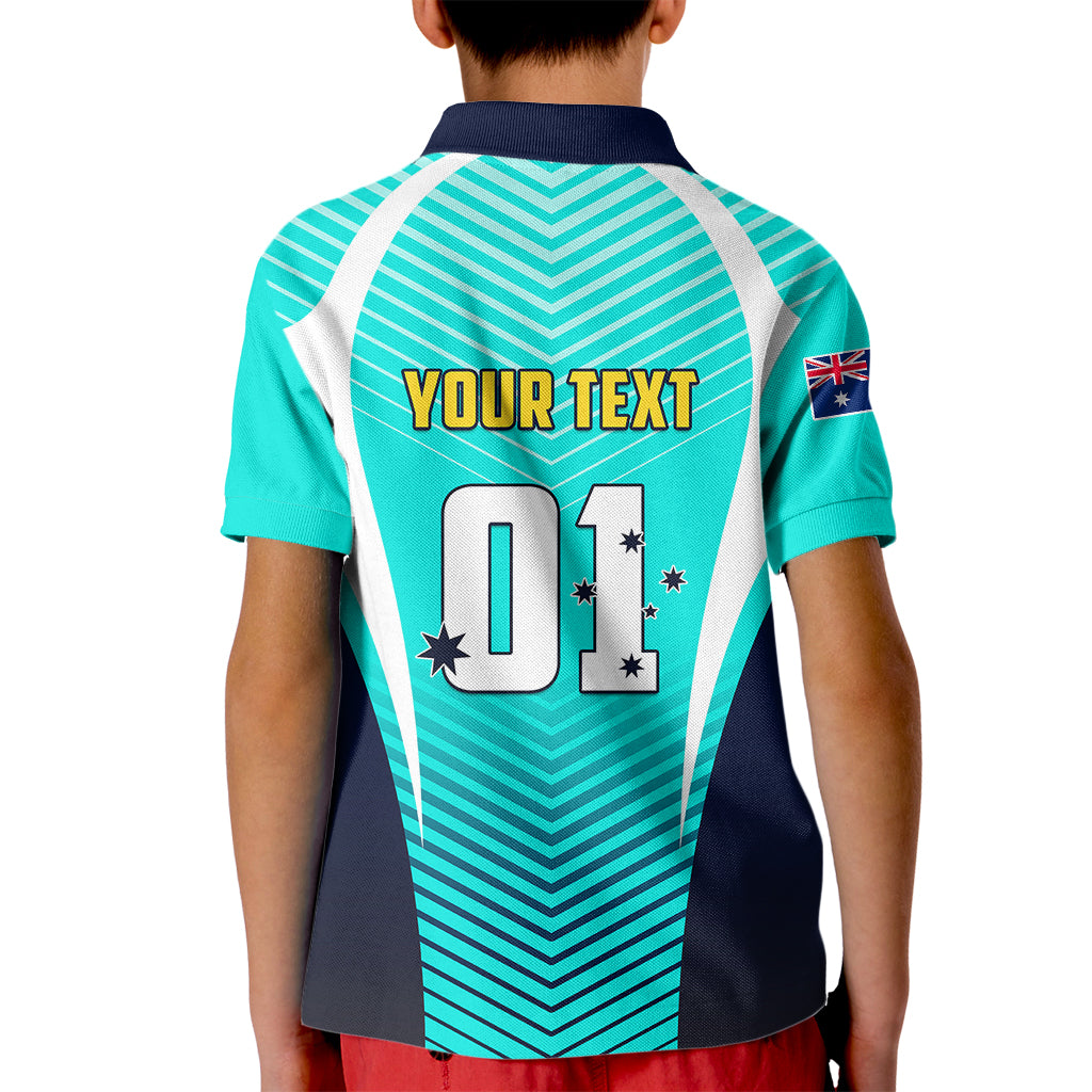 Personalised Australia Soccer Kid Polo Shirt Matildas Sporty Turquoise Version - Wonder Print Shop